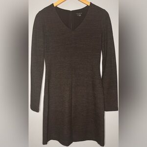 Theory Heathered Gray Long Sleeve Knit Dress Size 4 Minimalist A-Line